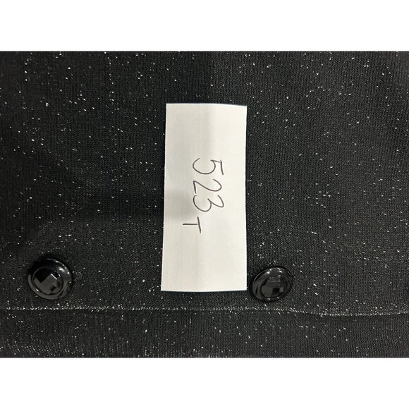 Three Flaggs Black Sparkle Cardigan Metallic Knit Long Sleeve Button-Front Sz L - Picture 8 of 8